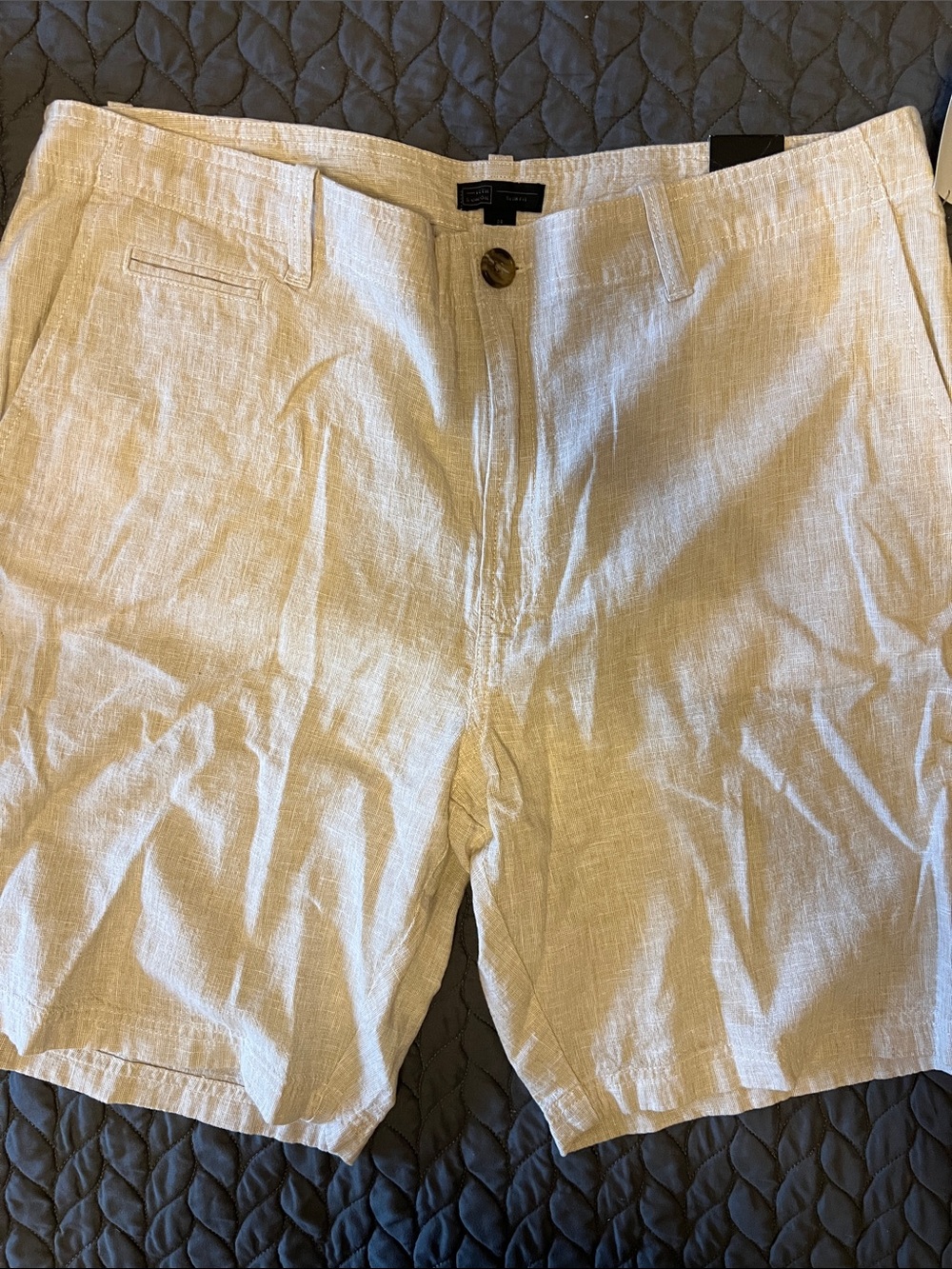 14th & Union Light Beige Linen Flat-Front Men's Shorts